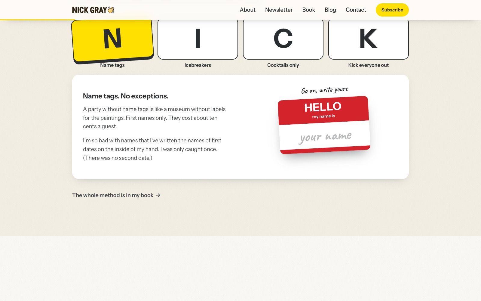 Nick Gray redesign: The N-I-C-K method