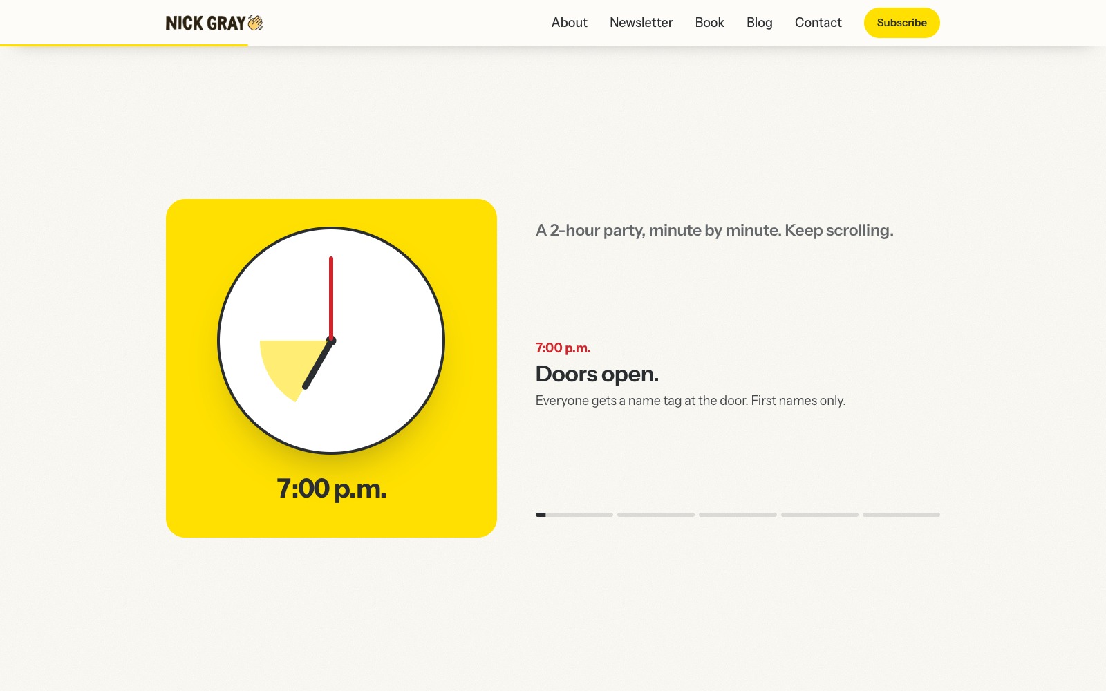 Nick Gray redesign: The party clock